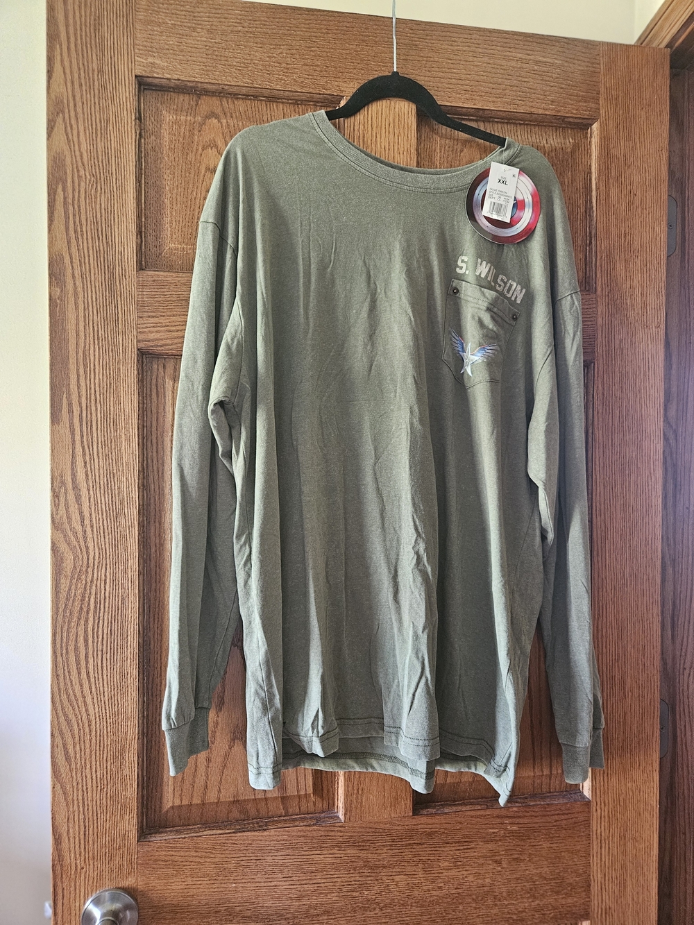 Marvel Olive Green Long-Sleeve Graphic Pocket Tee